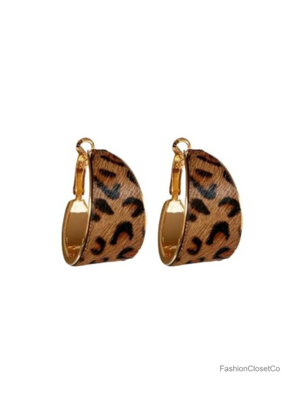 Leopard Print Hoop Earrings Large Chunky Dangle Clip On Earrings for Women